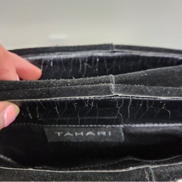 Tahari "Harper" Black Suede Leather Heeled Calf Height Boots Size 9 - Picture 11 of 11